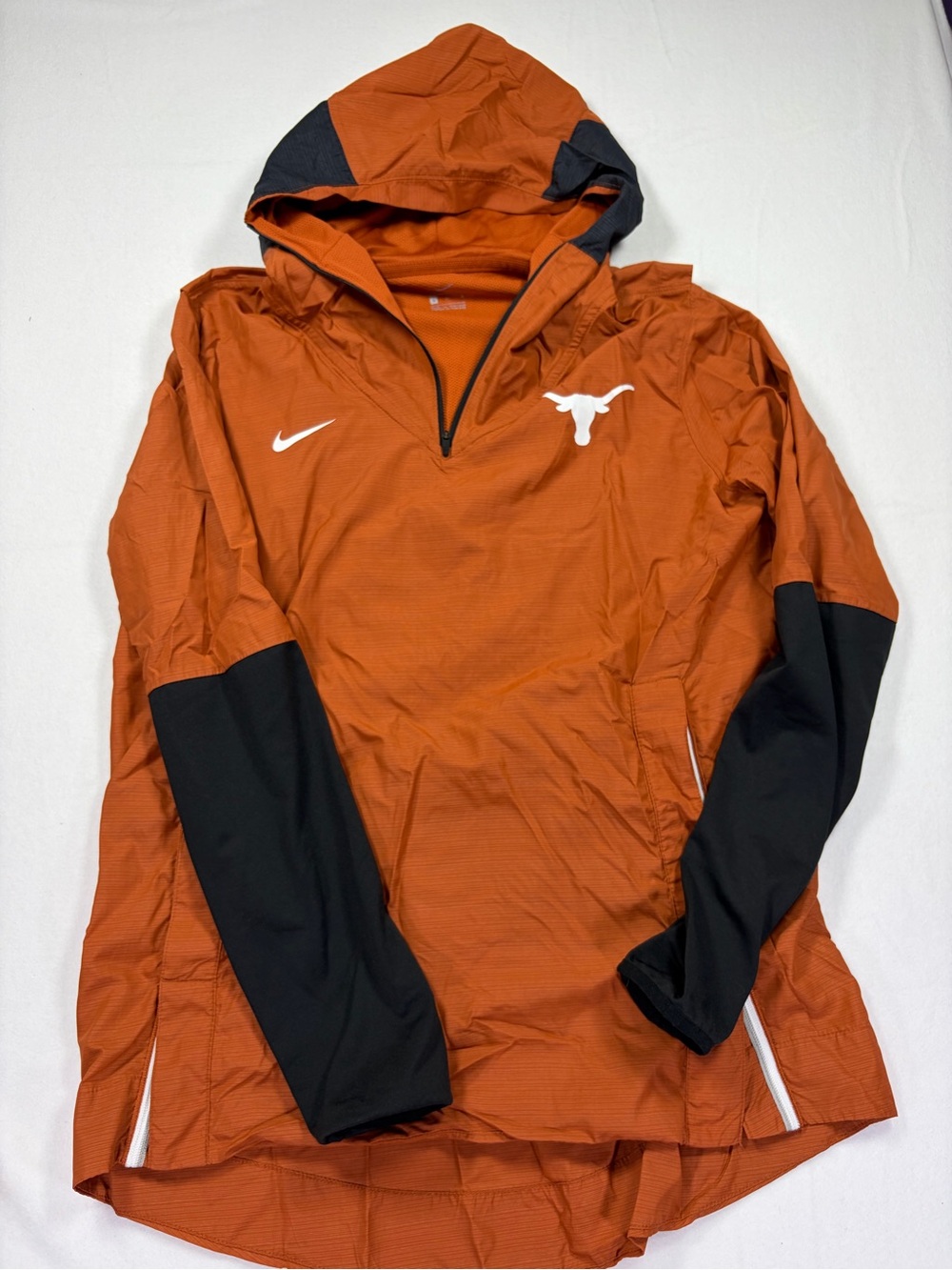 Nike Men’s Orange Hooded Windbreaker with Black Accents and Longhorn Logo